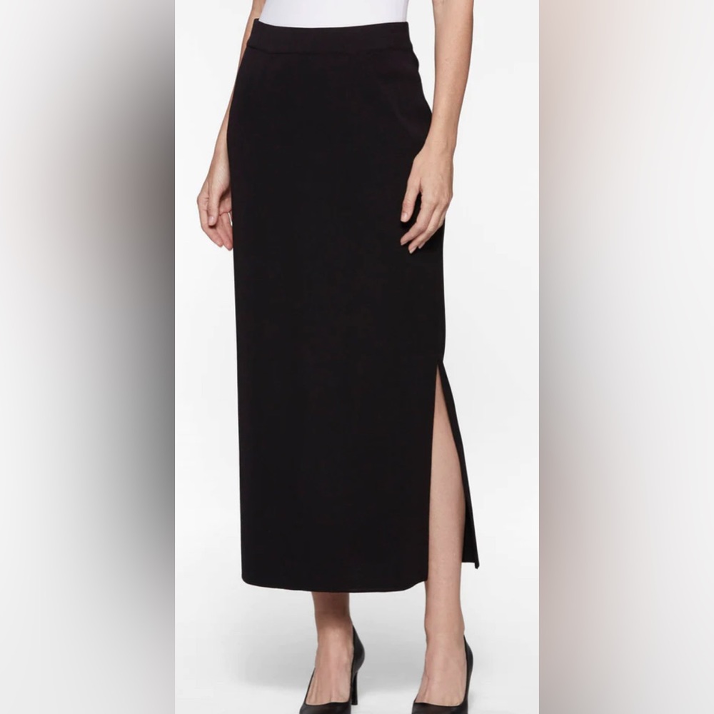 Exclusively Misook Petites black pencil skirt with side slit